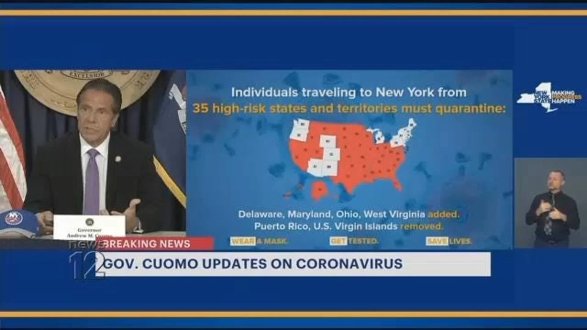4 additional states added to tri-state COVID-19 travel advisory