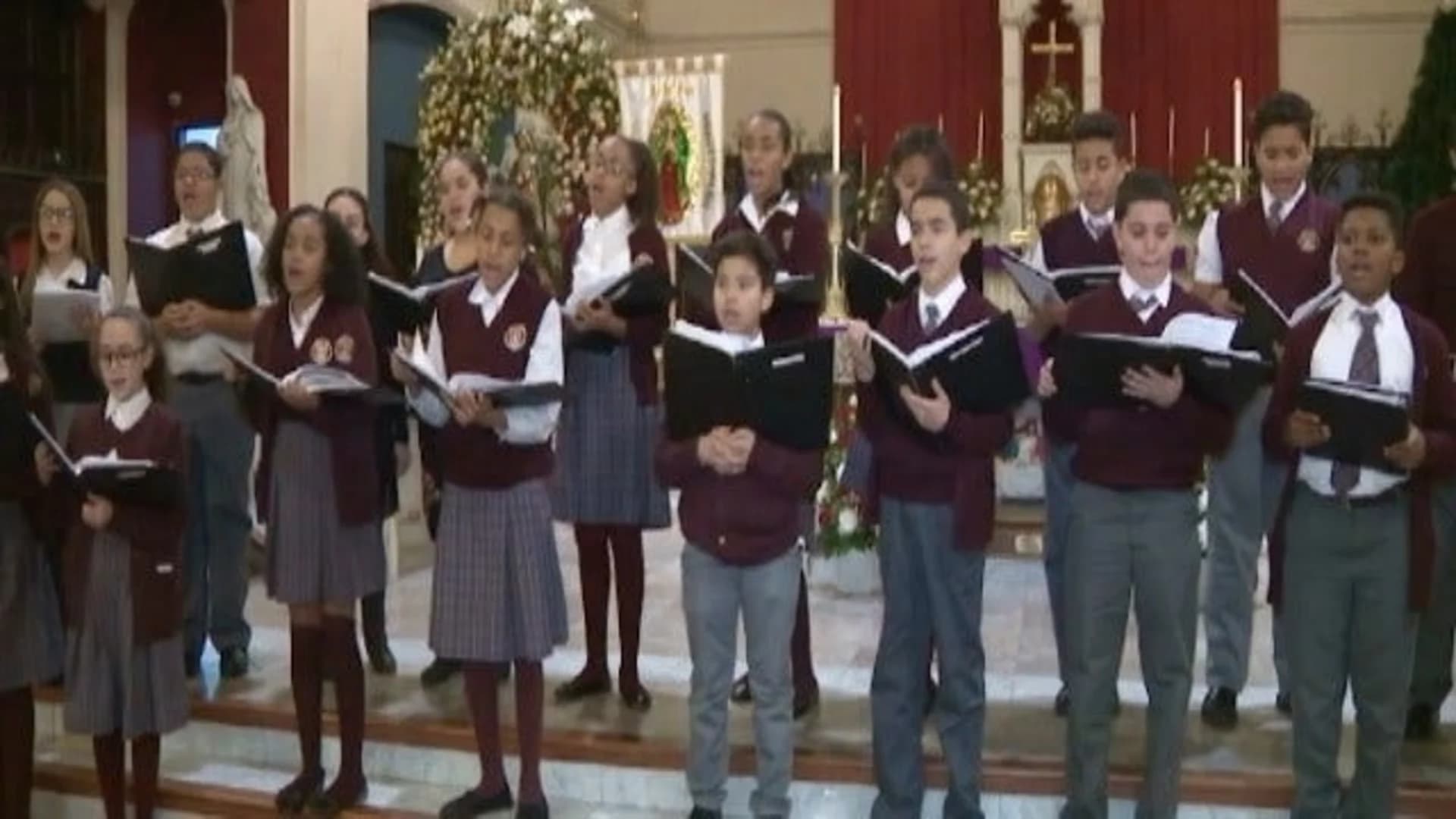 Bronx Sacred Heart School's Cantus Choir performs Christmas songs