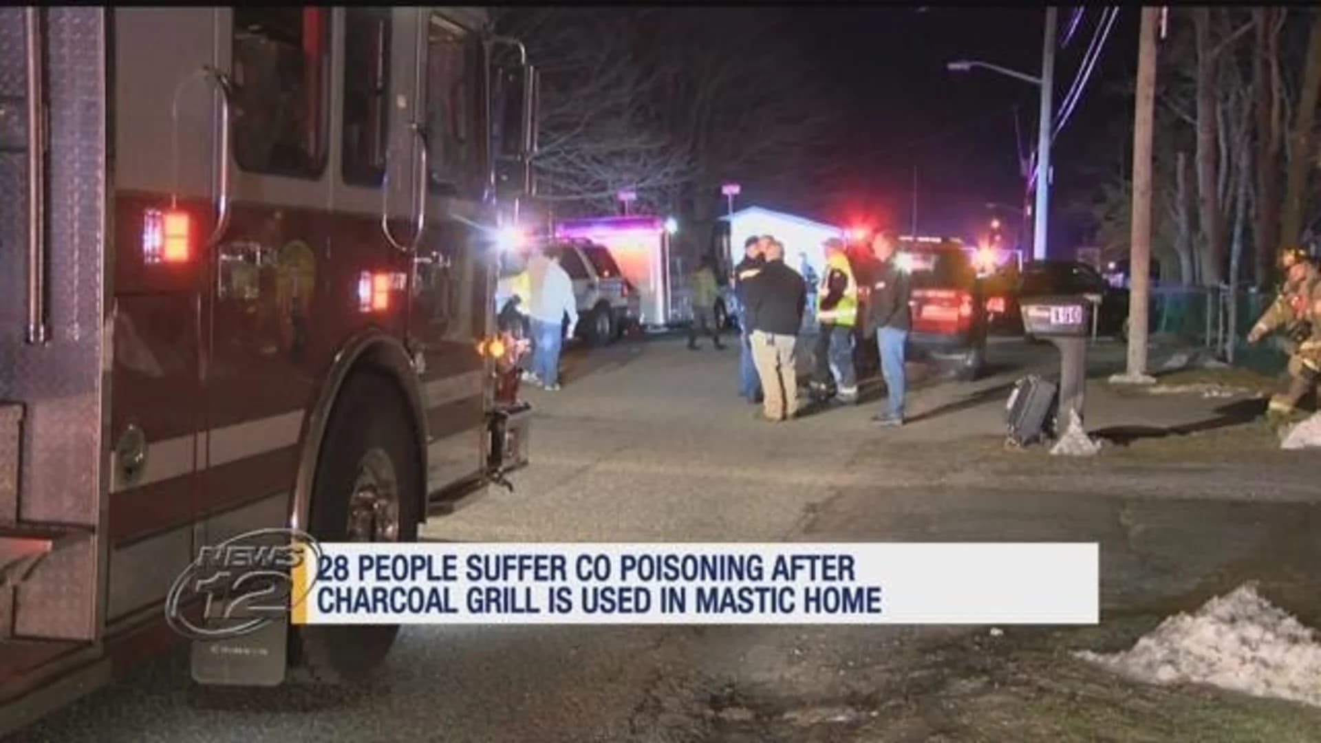 28 people suffer CO poisoning after grill used in Mastic home