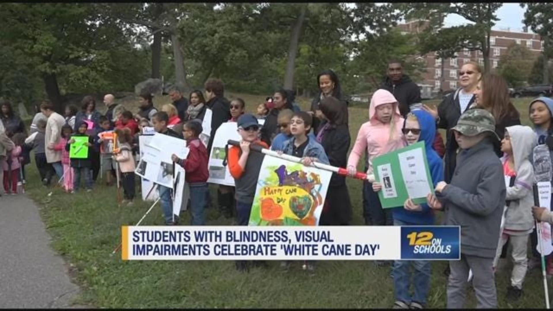 Students with visual impairments celebrate 'White Cane Day'